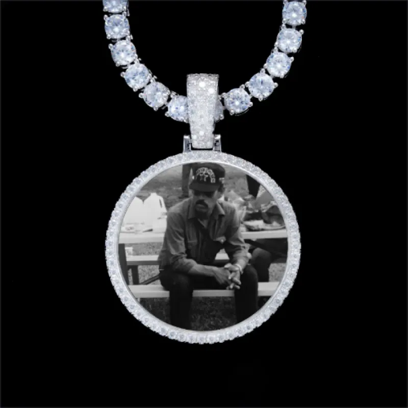 925S & VVS Moissanite 3D Circle Custom Picture Pendant sold by The GUU Shop