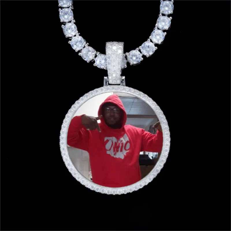 925S & VVS Moissanite 3D Circle Custom Picture Pendant sold by The GUU Shop