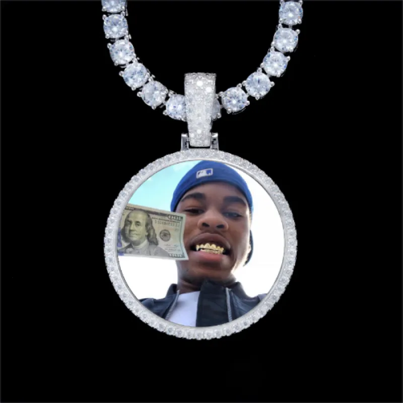 925S & VVS Moissanite 3D Circle Custom Picture Pendant sold by The GUU Shop