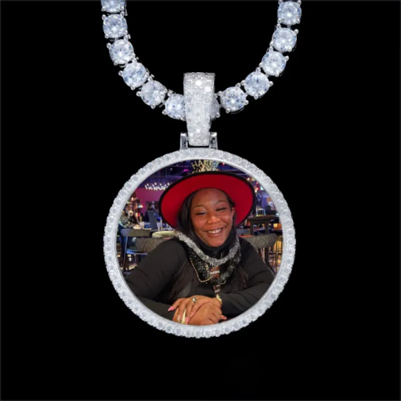 925S & VVS Moissanite 3D Circle Custom Picture Pendant sold by The GUU Shop