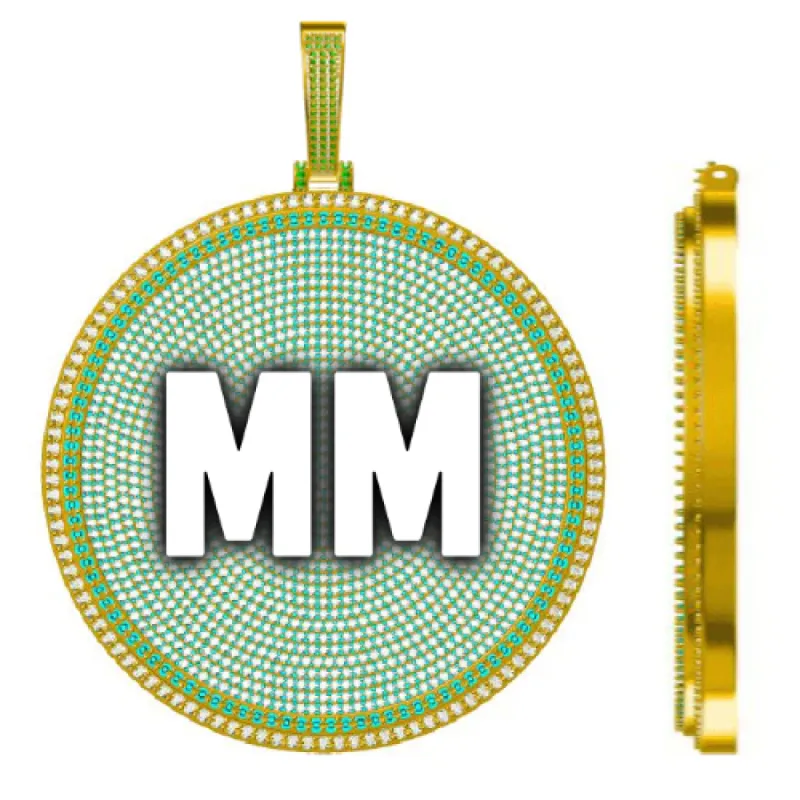 CUSTOM LETTER NECKLACE 3D BIG DISC sold by The GUU Shop