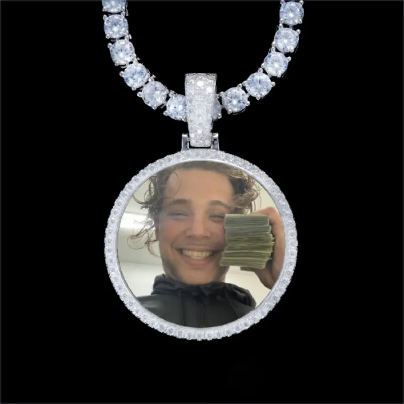 925S & VVS Moissanite 3D Circle Custom Picture Pendant sold by The GUU Shop