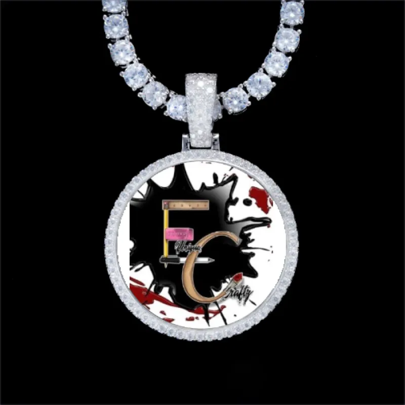 925S & VVS Moissanite 3D Circle Custom Picture Pendant sold by The GUU Shop