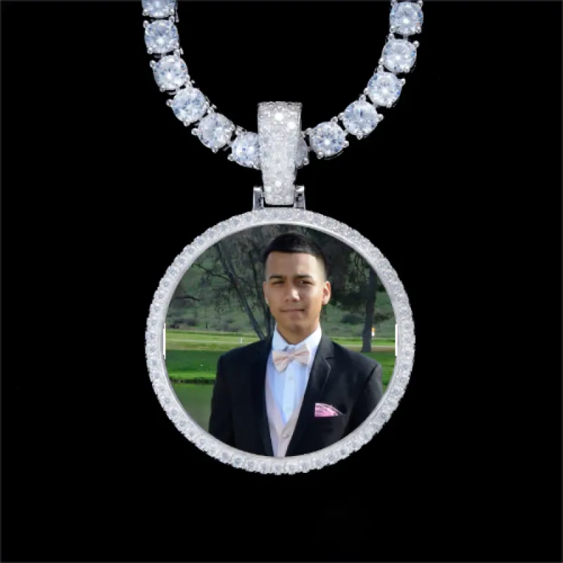 925S & VVS Moissanite 3D Circle Custom Picture Pendant sold by The GUU Shop