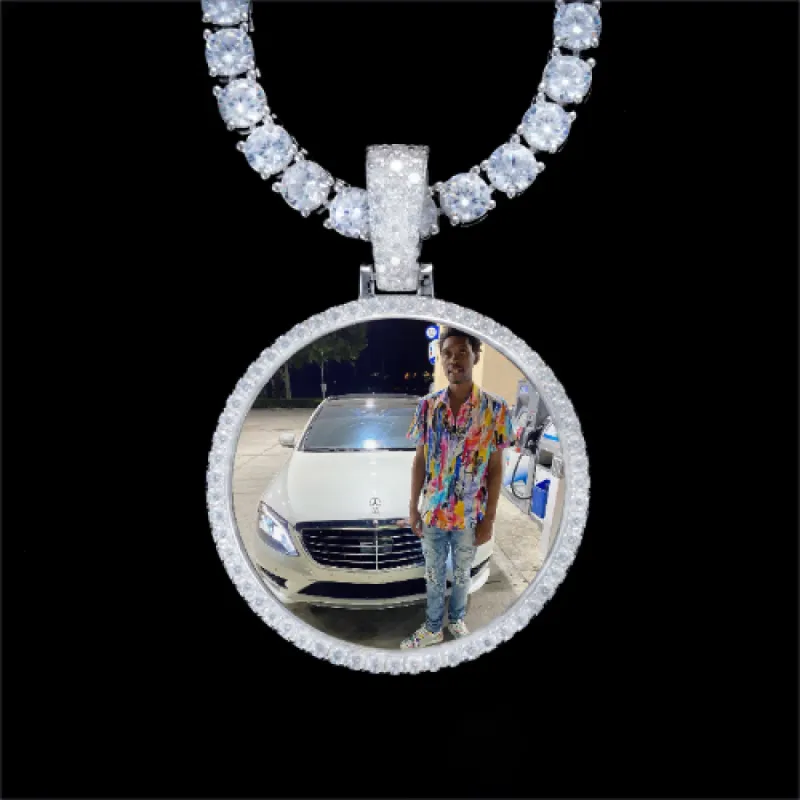 925S & VVS Moissanite 3D Circle Custom Picture Pendant sold by The GUU Shop