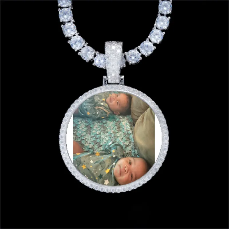 925S & VVS Moissanite 3D Circle Custom Picture Pendant sold by The GUU Shop