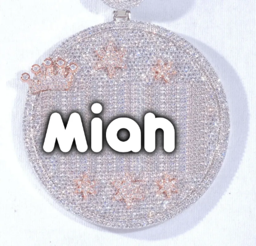 CUSTOM LETTER NECKLACE 3D BIG CROWN DISC sold by The GUU Shop