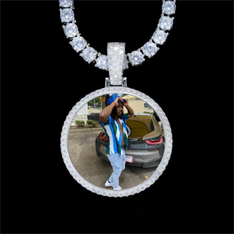 925S & VVS Moissanite 3D Circle Custom Picture Pendant sold by The GUU Shop