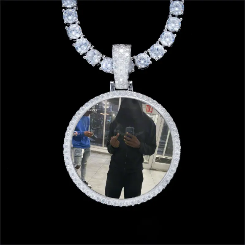 925S & VVS Moissanite 3D Circle Custom Picture Pendant sold by The GUU Shop