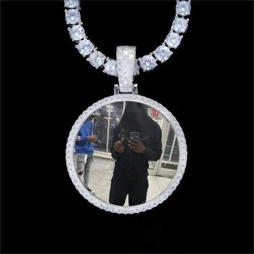 925S & VVS Moissanite 3D Circle Custom Picture Pendant sold by The GUU Shop
