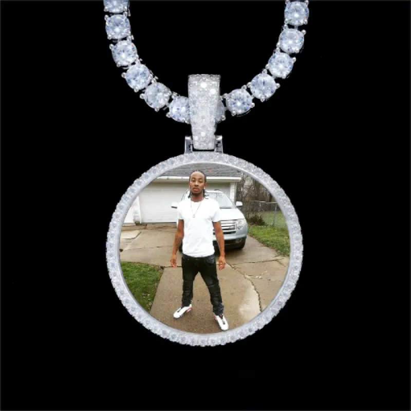 925S & VVS Moissanite 3D Circle Custom Picture Pendant sold by The GUU Shop