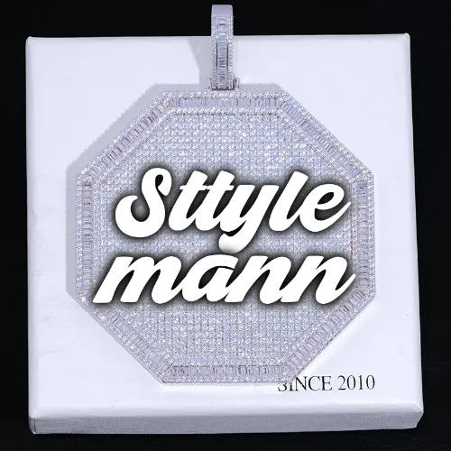 CUSTOM LETTER NECKLACE 3D BIG OCTAGON sold by The GUU Shop