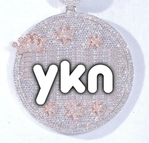 CUSTOM LETTER NECKLACE 3D BIG CROWN DISC sold by The GUU Shop