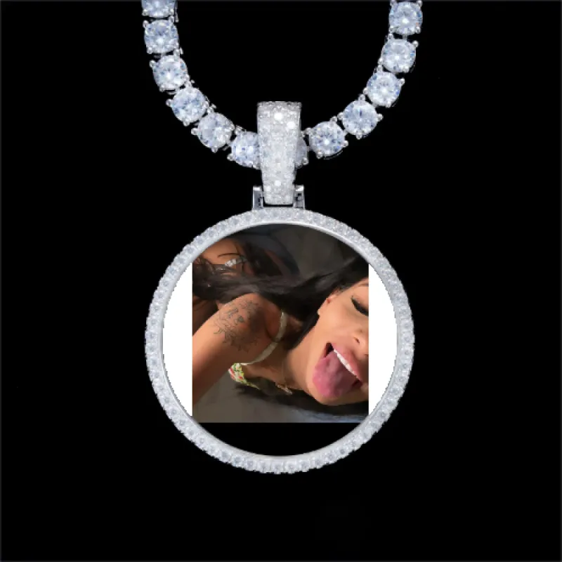 925S & VVS Moissanite 3D Circle Custom Picture Pendant sold by The GUU Shop
