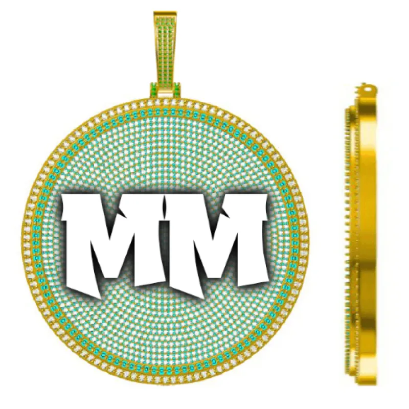 CUSTOM LETTER NECKLACE 3D BIG DISC sold by The GUU Shop