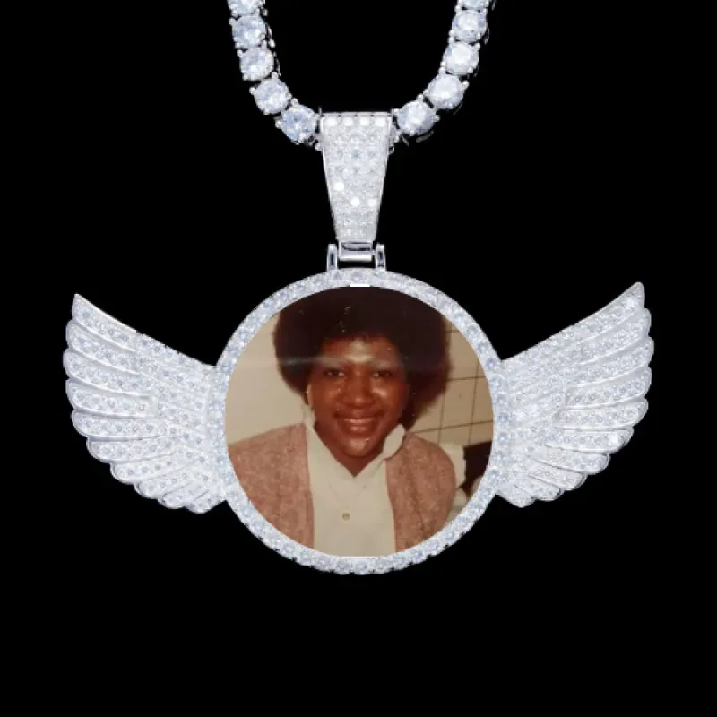 925S & VVS Moissanite 3D Wing Custom Picture Pendant made by The GUU Shop
