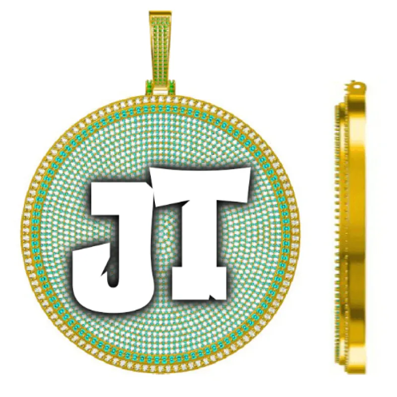 CUSTOM LETTER NECKLACE 3D BIG DISC sold by The GUU Shop