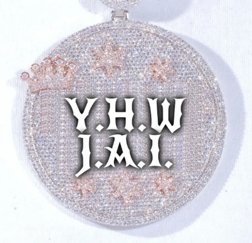 CUSTOM LETTER NECKLACE 3D BIG CROWN DISC sold by The GUU Shop