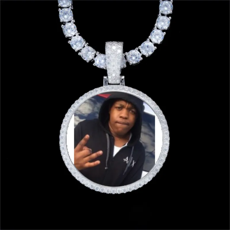 925S & VVS Moissanite 3D Circle Custom Picture Pendant sold by The GUU Shop