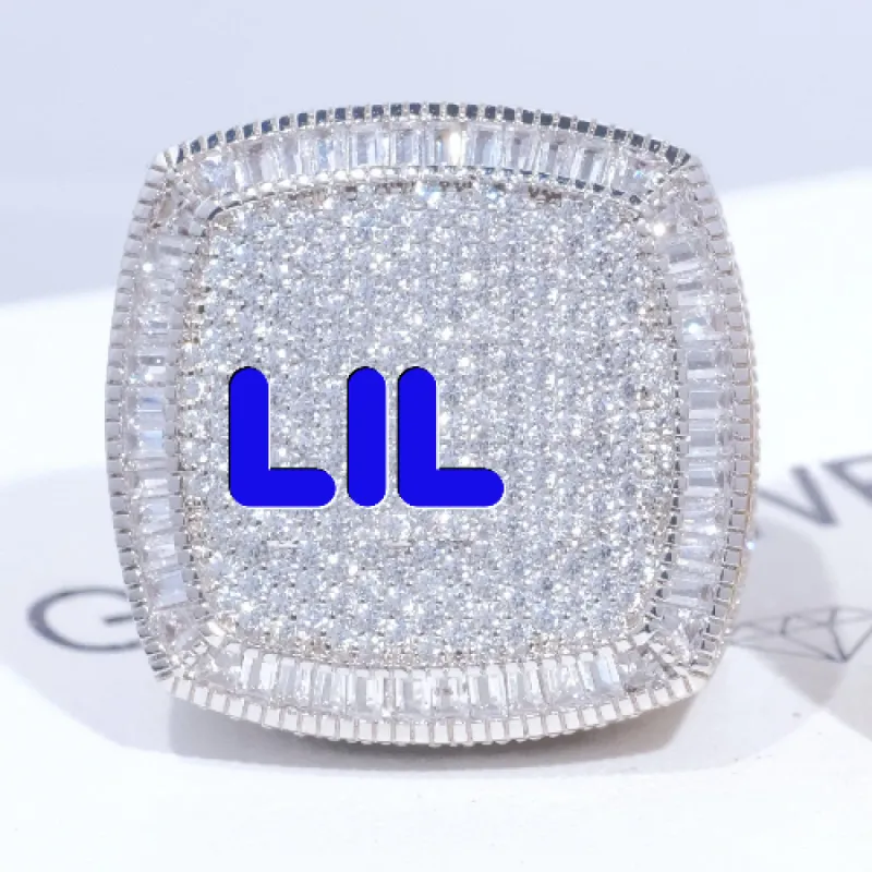 CUSTOM LETTER 3D ICED RING sold by The GUU Shop