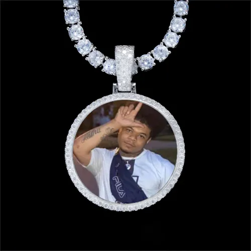 925S & VVS Moissanite 3D Circle Custom Picture Pendant sold by The GUU Shop