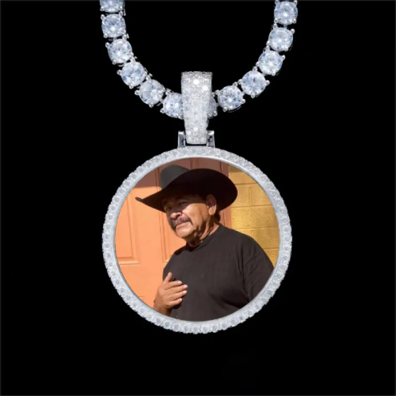 925S & VVS Moissanite 3D Circle Custom Picture Pendant sold by The GUU Shop