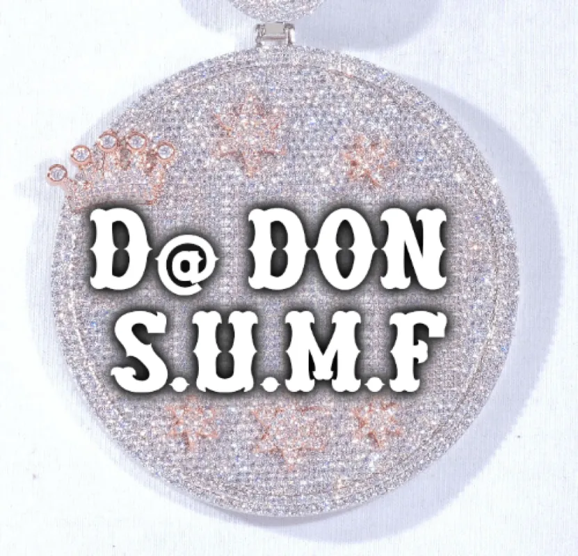 CUSTOM LETTER NECKLACE 3D BIG CROWN DISC sold by The GUU Shop