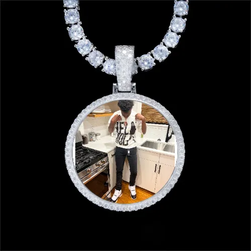 925S & VVS Moissanite 3D Circle Custom Picture Pendant sold by The GUU Shop
