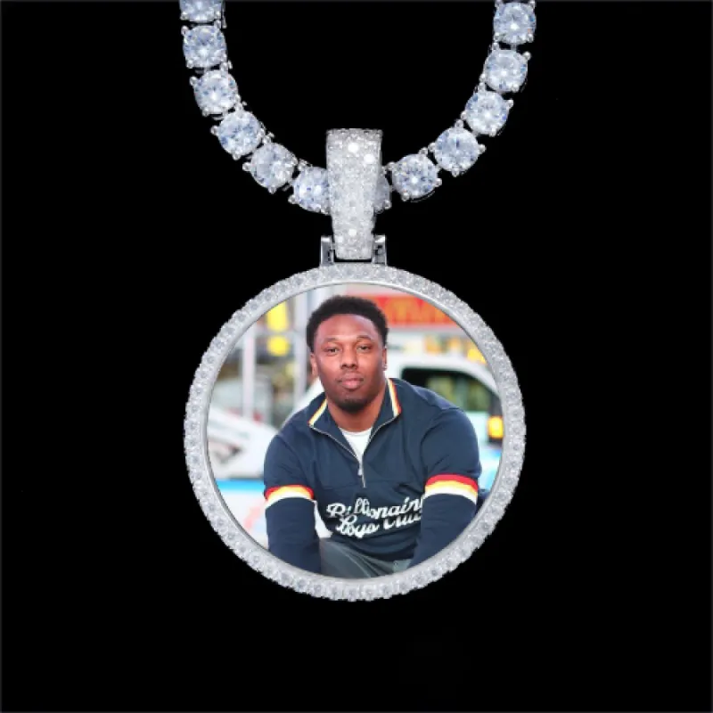 925S & VVS Moissanite 3D Circle Custom Picture Pendant sold by The GUU Shop