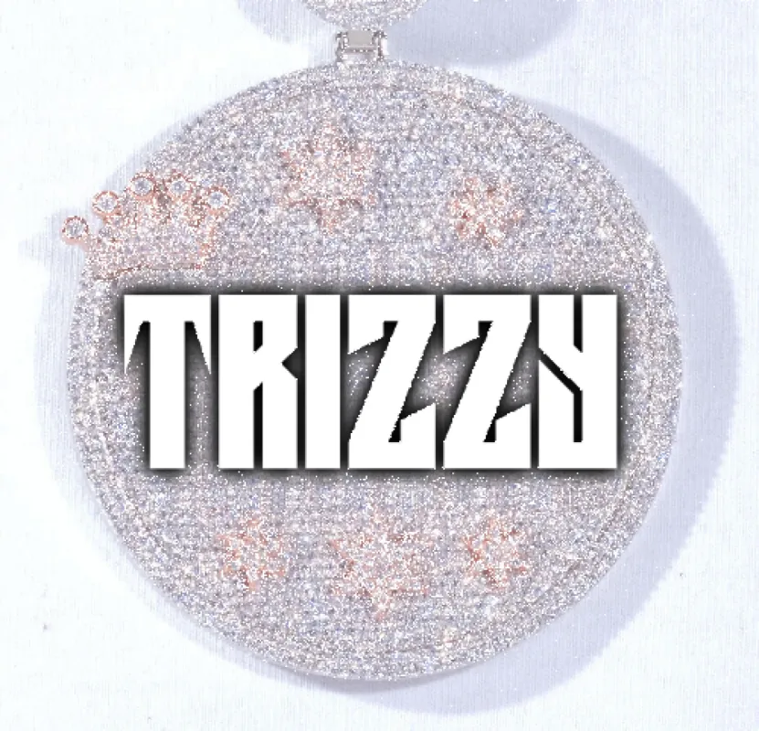 CUSTOM LETTER NECKLACE 3D BIG CROWN DISC sold by The GUU Shop