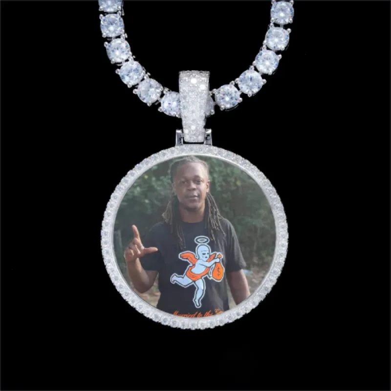 925S & VVS Moissanite 3D Circle Custom Picture Pendant sold by The GUU Shop
