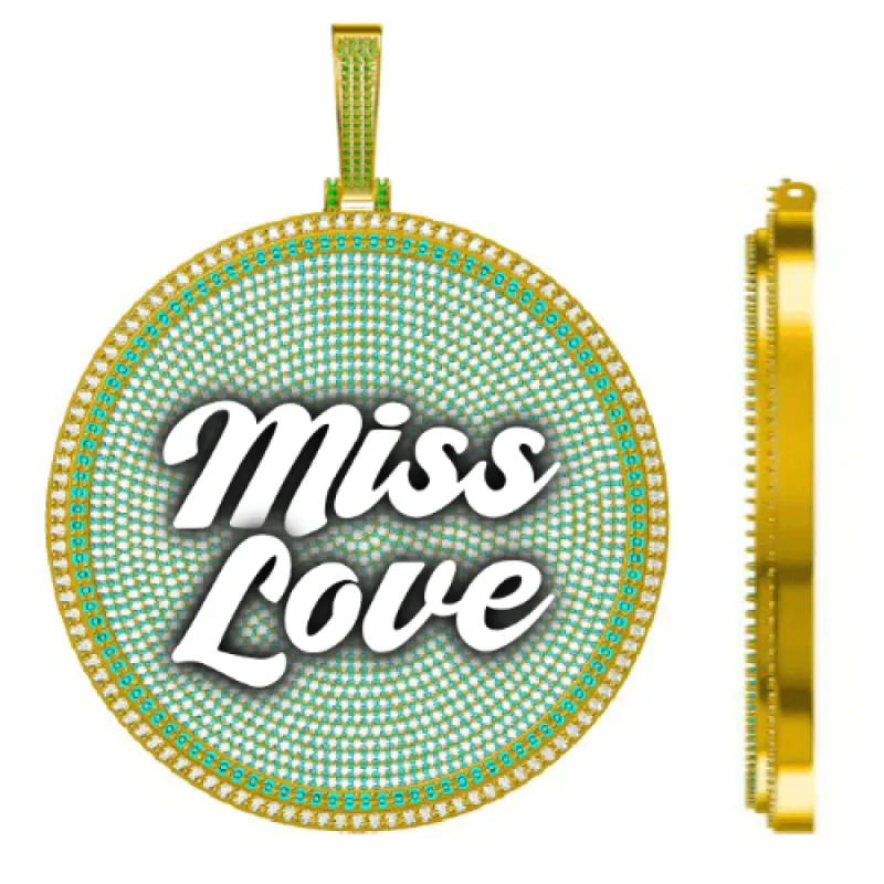 CUSTOM LETTER NECKLACE 3D BIG DISC sold by The GUU Shop