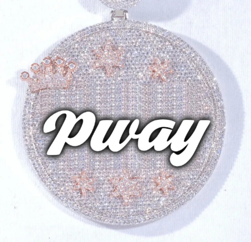 CUSTOM LETTER NECKLACE 3D BIG CROWN DISC sold by The GUU Shop