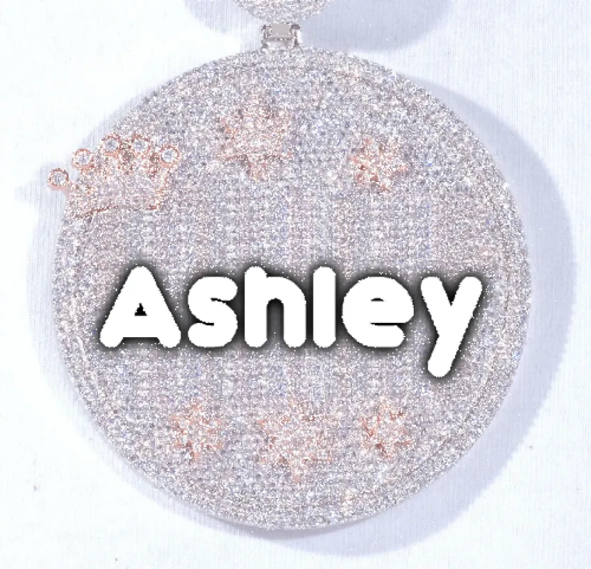 CUSTOM LETTER NECKLACE 3D BIG CROWN DISC sold by The GUU Shop