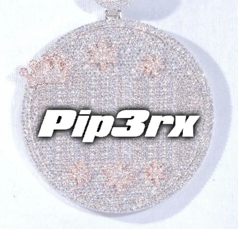 CUSTOM LETTER NECKLACE 3D BIG CROWN DISC sold by The GUU Shop