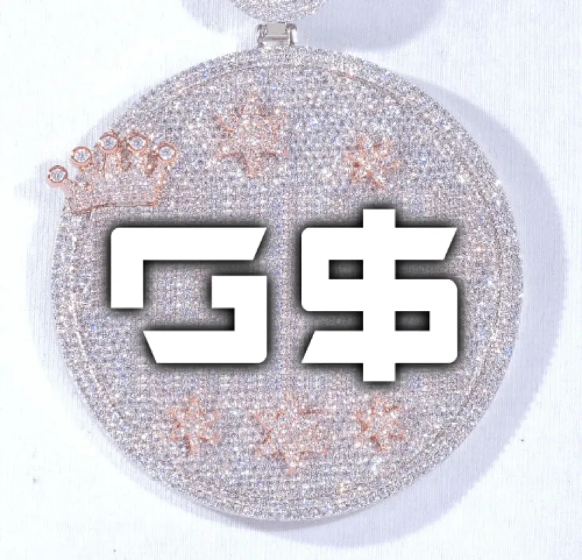 CUSTOM LETTER NECKLACE 3D BIG CROWN DISC sold by The GUU Shop