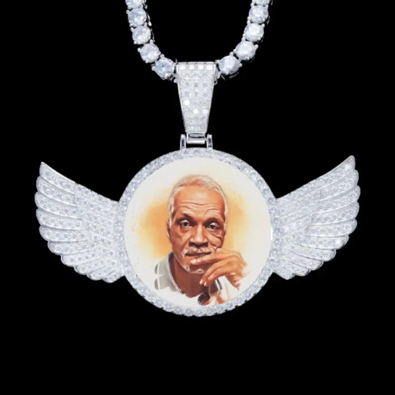 925S & VVS Moissanite 3D Wing Custom Picture Pendant sold by The GUU Shop
