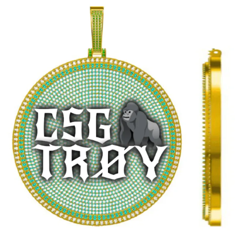 CUSTOM LETTER NECKLACE 3D BIG DISC sold by The GUU Shop