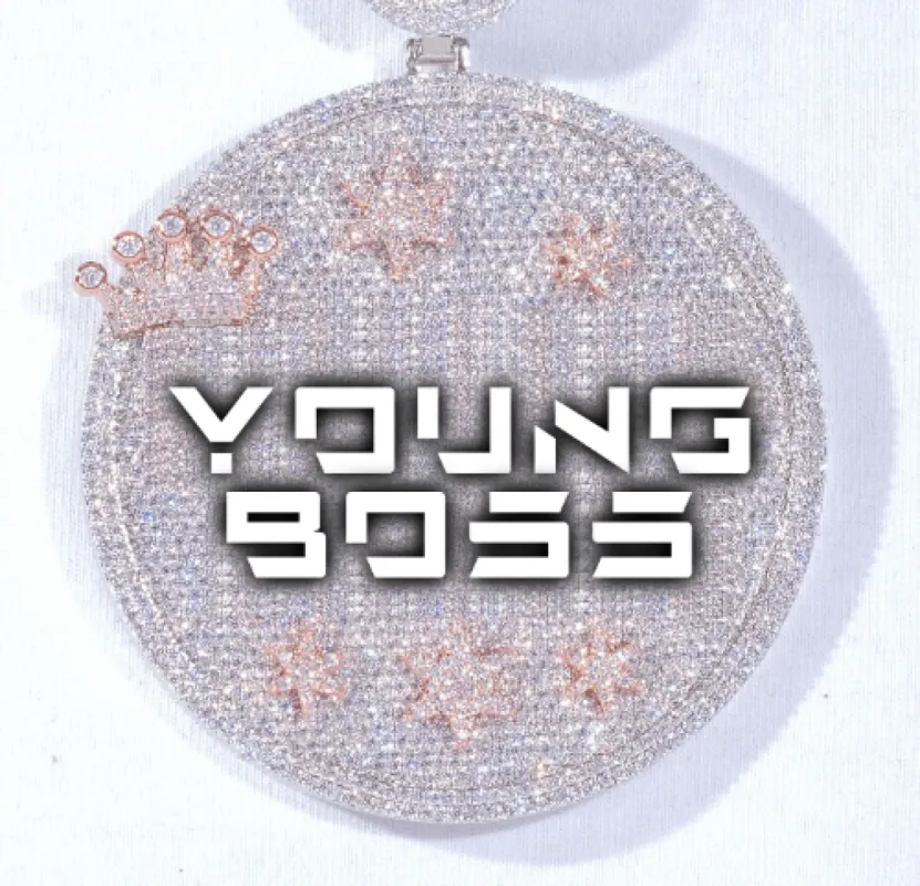 CUSTOM LETTER NECKLACE 3D BIG CROWN DISC sold by The GUU Shop