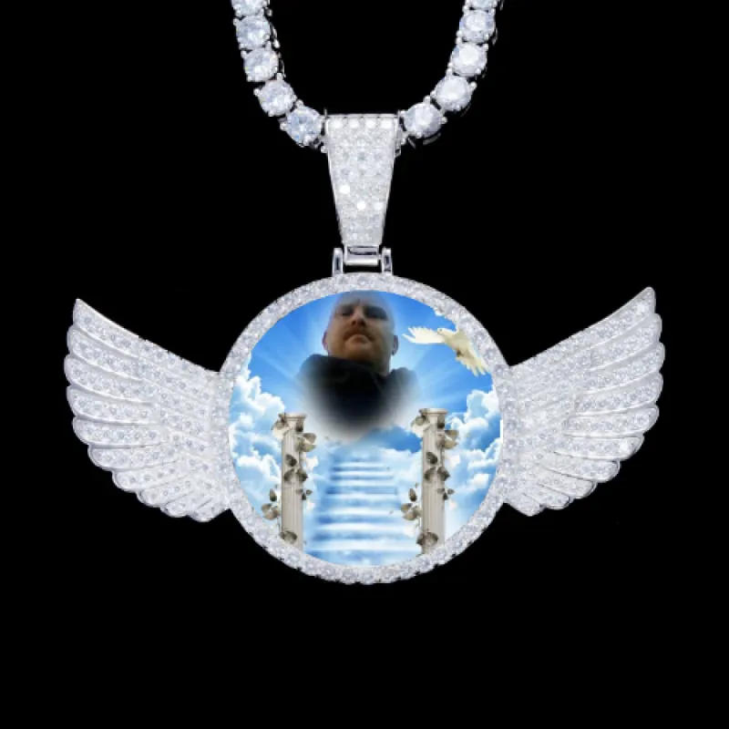 925S & VVS Moissanite 3D Wing Custom Picture Pendant sold by The GUU Shop