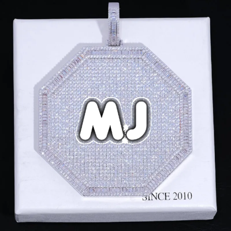 CUSTOM LETTER NECKLACE 3D BIG OCTAGON sold by The GUU Shop