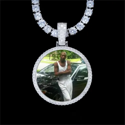 925S & VVS Moissanite 3D Circle Custom Picture Pendant sold by The GUU Shop