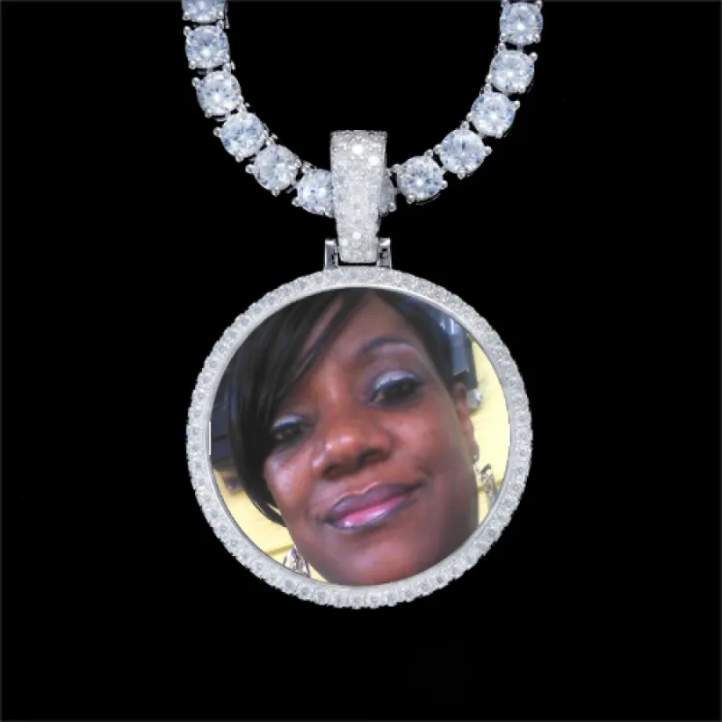 925S & VVS Moissanite 3D Circle Custom Picture Pendant sold by The GUU Shop