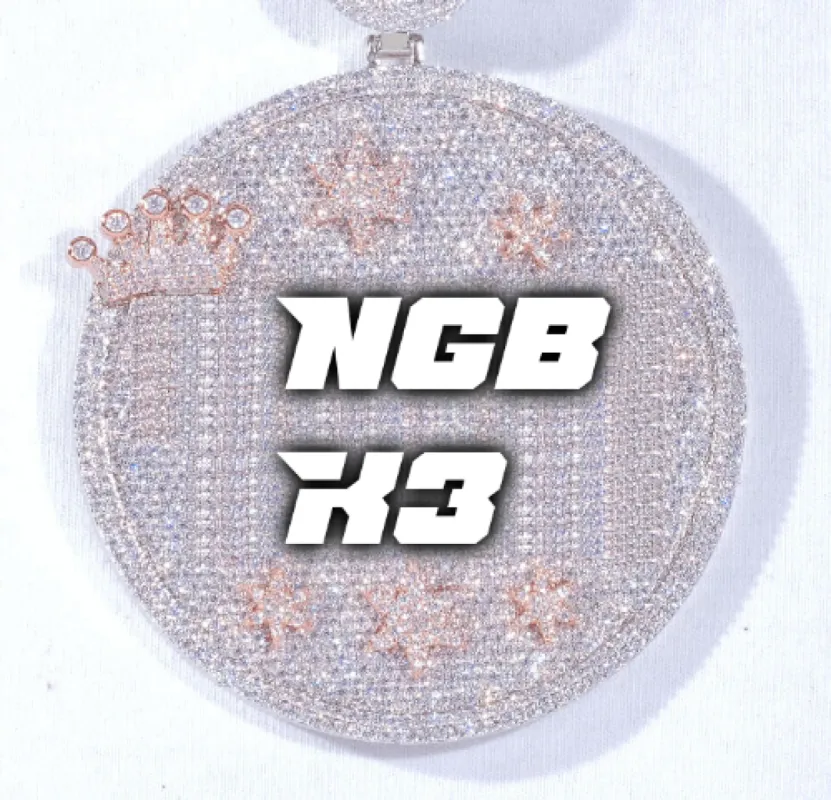 CUSTOM LETTER NECKLACE 3D BIG CROWN DISC sold by The GUU Shop