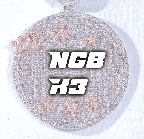 CUSTOM LETTER NECKLACE 3D BIG CROWN DISC sold by The GUU Shop