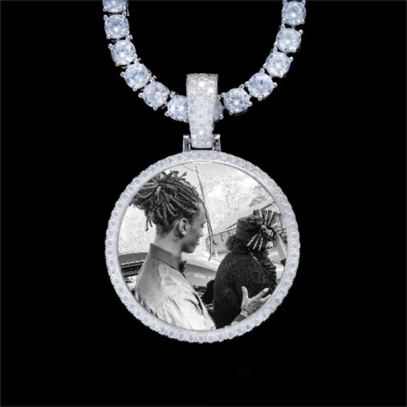 925S & VVS Moissanite 3D Circle Custom Picture Pendant sold by The GUU Shop