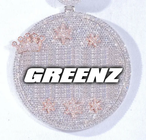 CUSTOM LETTER NECKLACE 3D BIG CROWN DISC sold by The GUU Shop