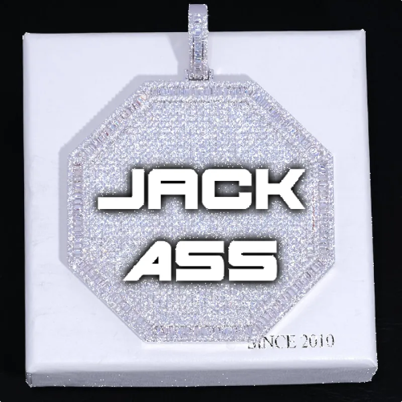 CUSTOM LETTER NECKLACE 3D BIG OCTAGON sold by The GUU Shop