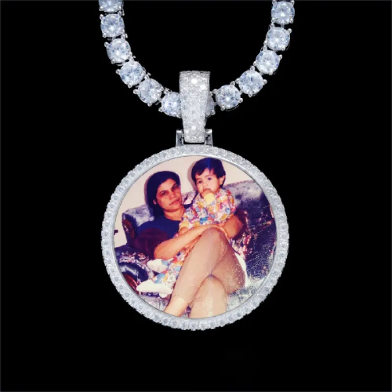 925S & VVS Moissanite 3D Circle Custom Picture Pendant sold by The GUU Shop