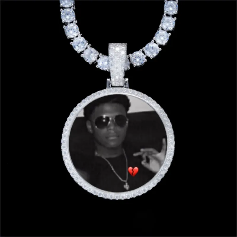 925S & VVS Moissanite 3D Circle Custom Picture Pendant sold by The GUU Shop